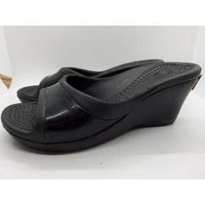 Women's Black Crocs Wedge Heels SZ 6